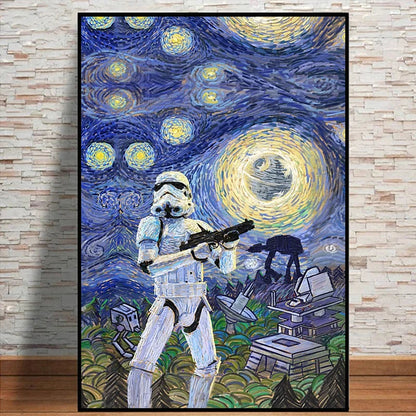 Abstract Van Gogh Starry Night Poster Prints For Living Room Disney Star Wars Jedi Order Canvas Painting Wall Art Home Decor