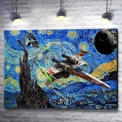 Abstract Van Gogh Starry Night Poster Prints For Living Room Disney Star Wars Jedi Order Canvas Painting Wall Art Home Decor