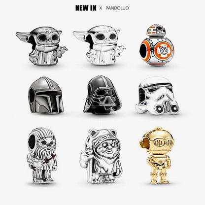 Charm plata de ley 925 Silver Star Warsries Yoda Mandalorian Helmet Charm fits Original Pandora Bracelet Women Birthday Gift