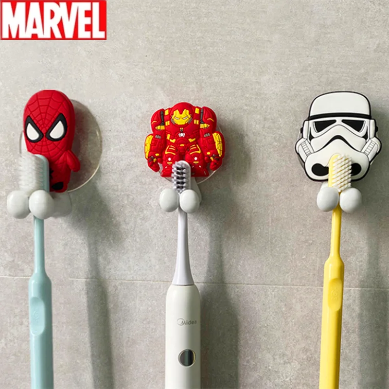 Disney Spiderman kids Toothbrush Holder Frozen Star Wars Anime Figure Cartoon Wall Mounted Shelf Kitchen Bathroom Toys