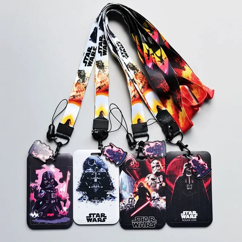 Star Wars Anime Card Holder Fashion Children Hanging Neck Bag Lanyard Bank ID Holders Protective Case Anti-lost Cover Keychain