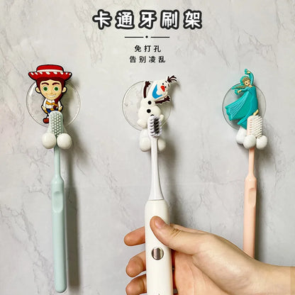 Disney Spiderman kids Toothbrush Holder Frozen Star Wars Anime Figure Cartoon Wall Mounted Shelf Kitchen Bathroom Toys